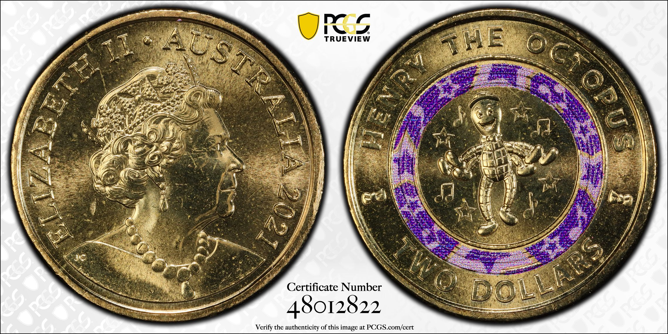 Elizabeth II, Wiggles - Henry the Octopus , Two Dollar, 2021, PCGS MS67