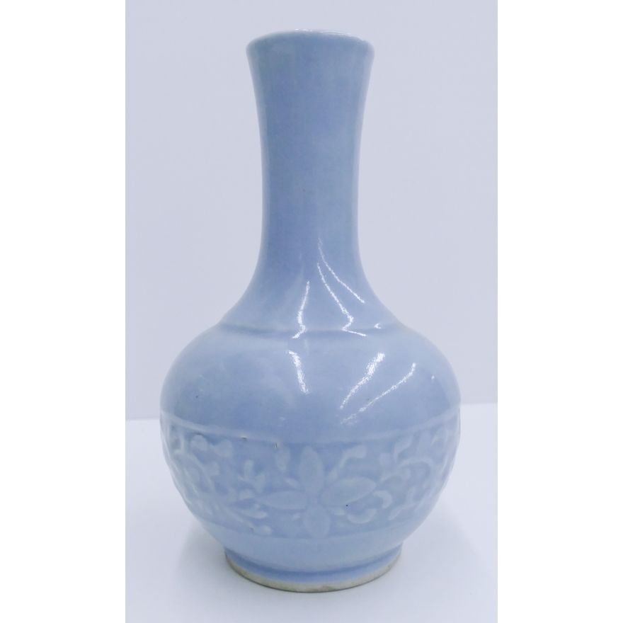 Chines Qing Clair de Lune Lotus Bottle Vase