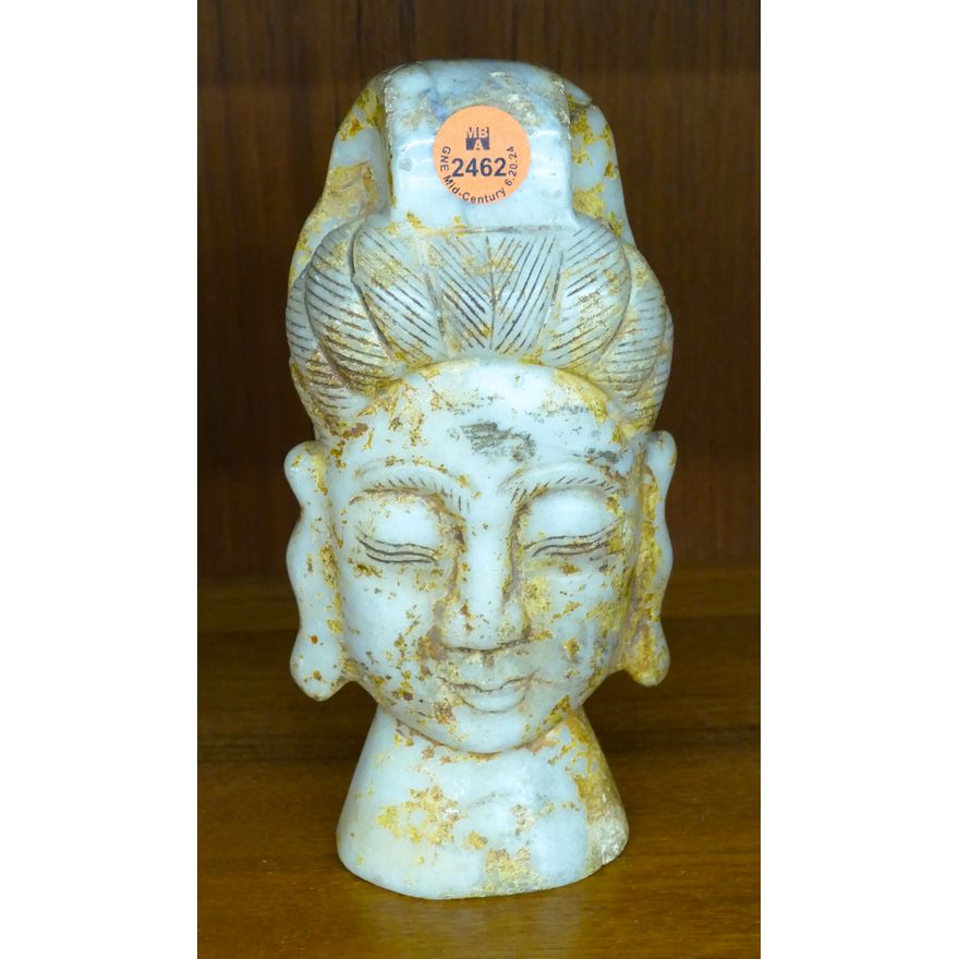 Old Chinese Carved Jade Guanyin Head 6.5''