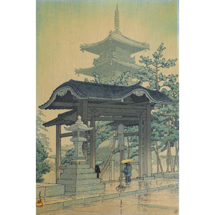 Kawase Hasui ''Zensetsu Temple, Sanshu'' 1937 Woodblock