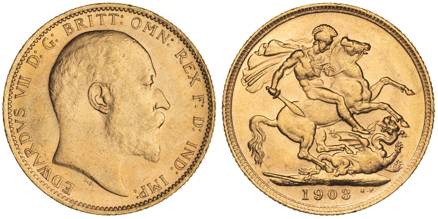 Edward VII, St George Reverse, Sovereign, 1903-S, UNC