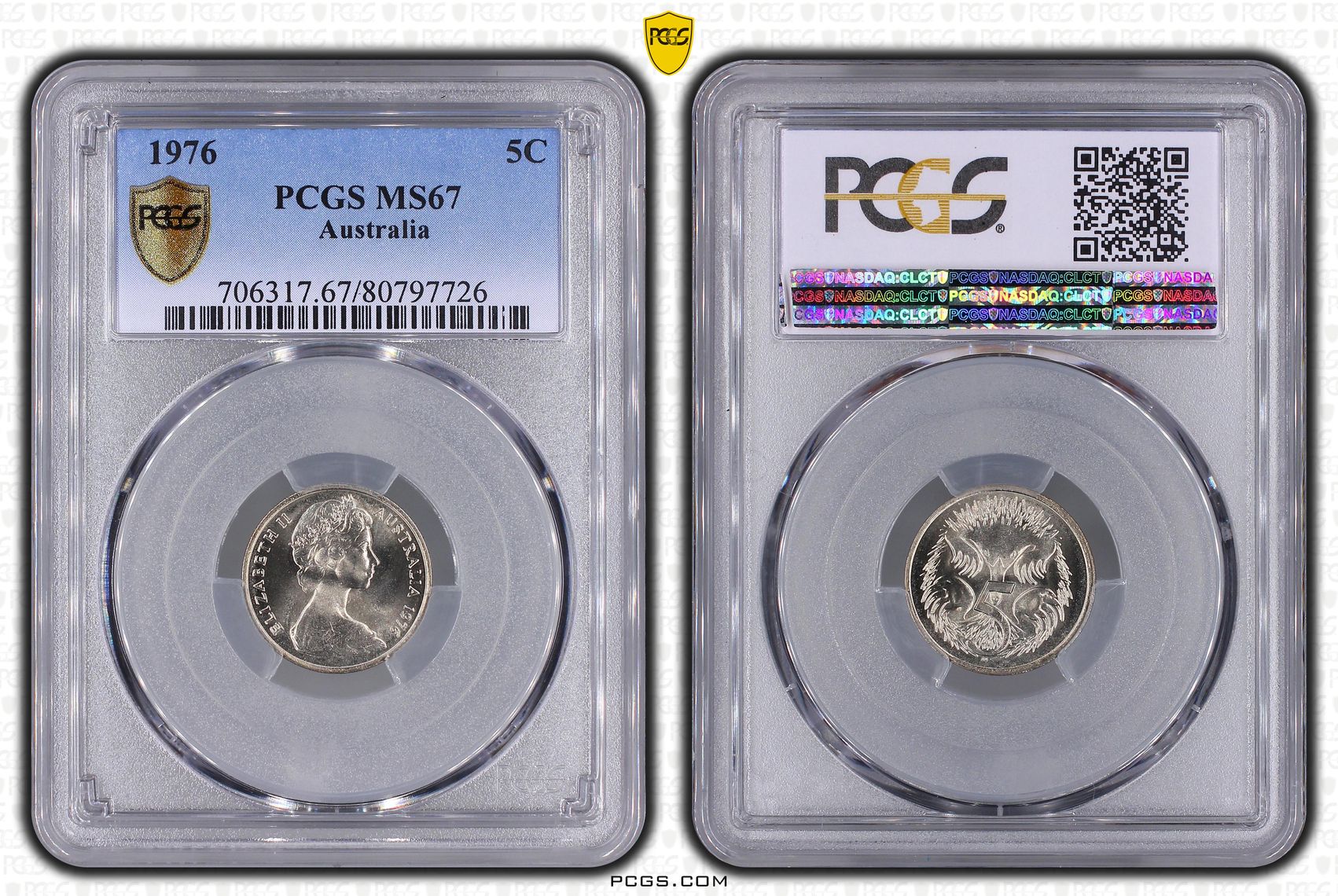 Elizabeth II, Five Cent, 1976, PCGS MS67