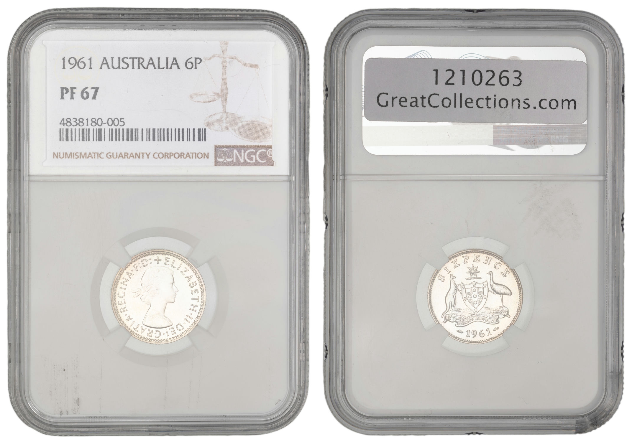 Elizabeth II, Sixpence, 1961, NGC PF67