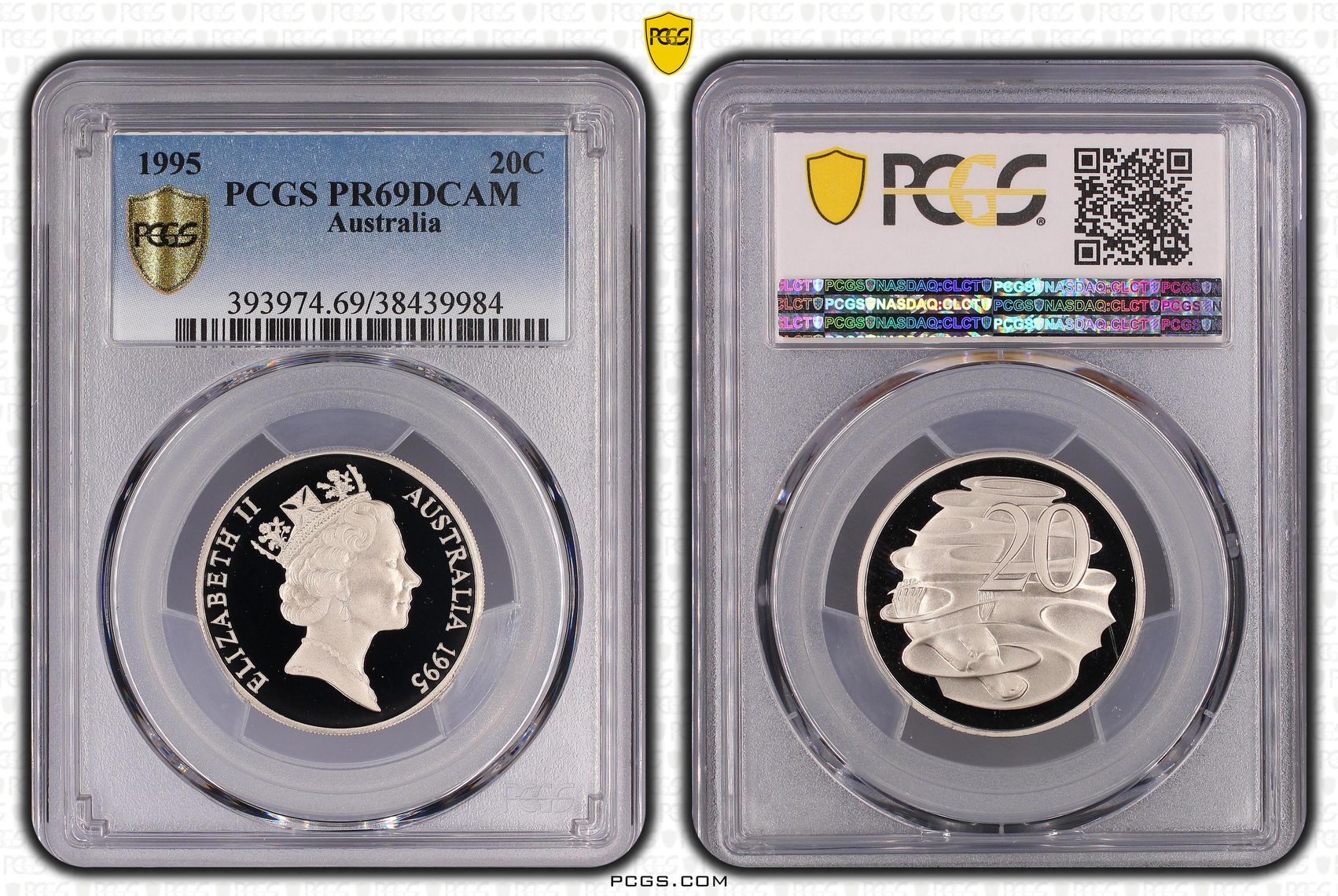 Elizabeth II, Twenty Cent, 1995, PCGS PR69DCAM