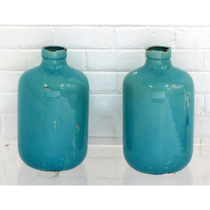 PAIR OF LARGE GLAZED CERAMIC VASES