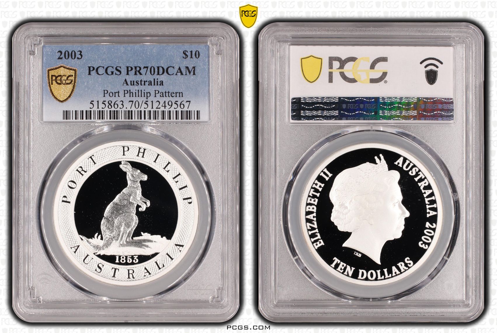 2003 Aus $10 Port Phillip Pattern PCGS PR70DCAM POP 20/0