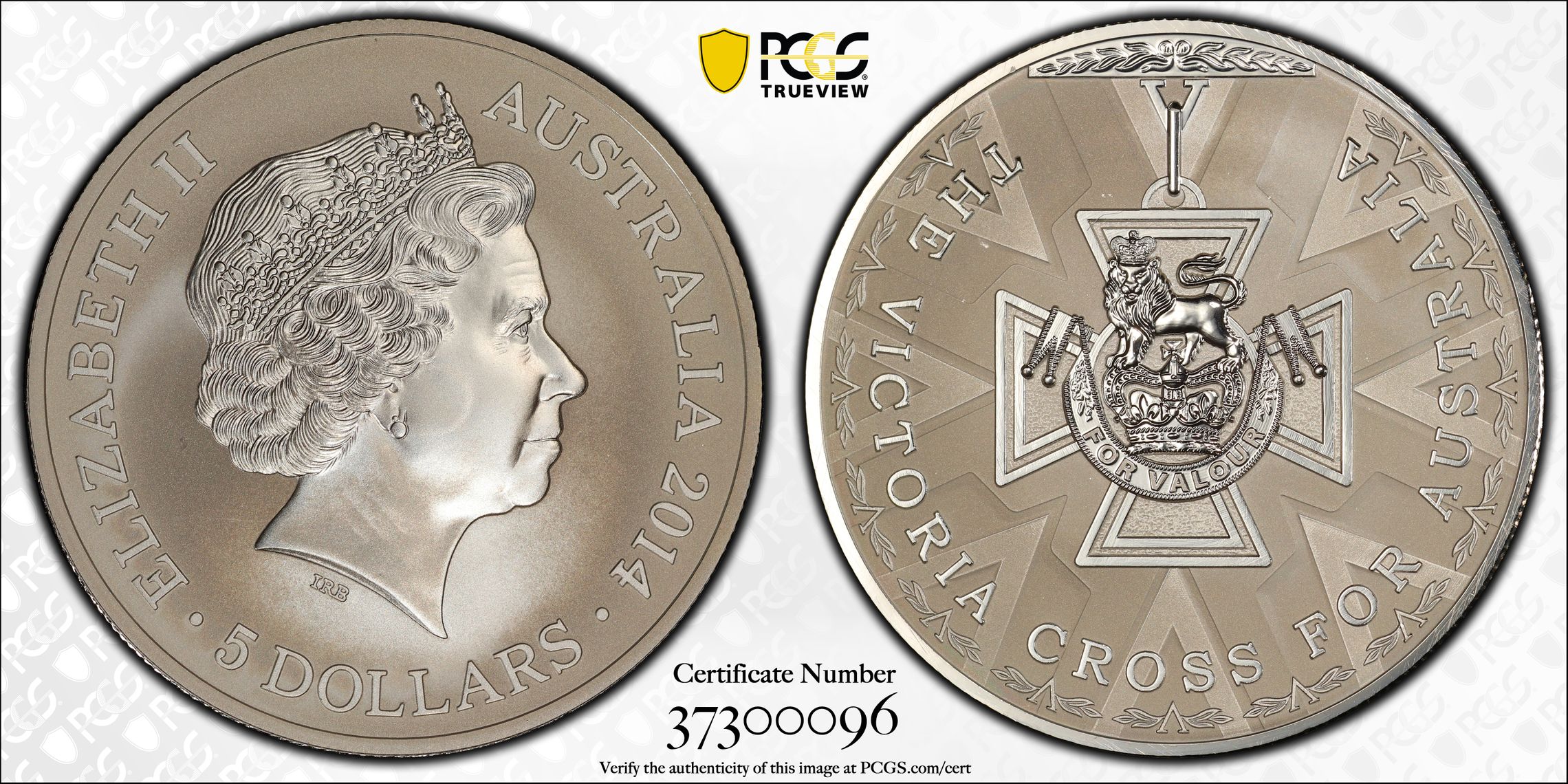 2014 Australia Five Dollar, $5 Silver Victoria Cross - Frosted Uncirculated PCGS - MS69 -096