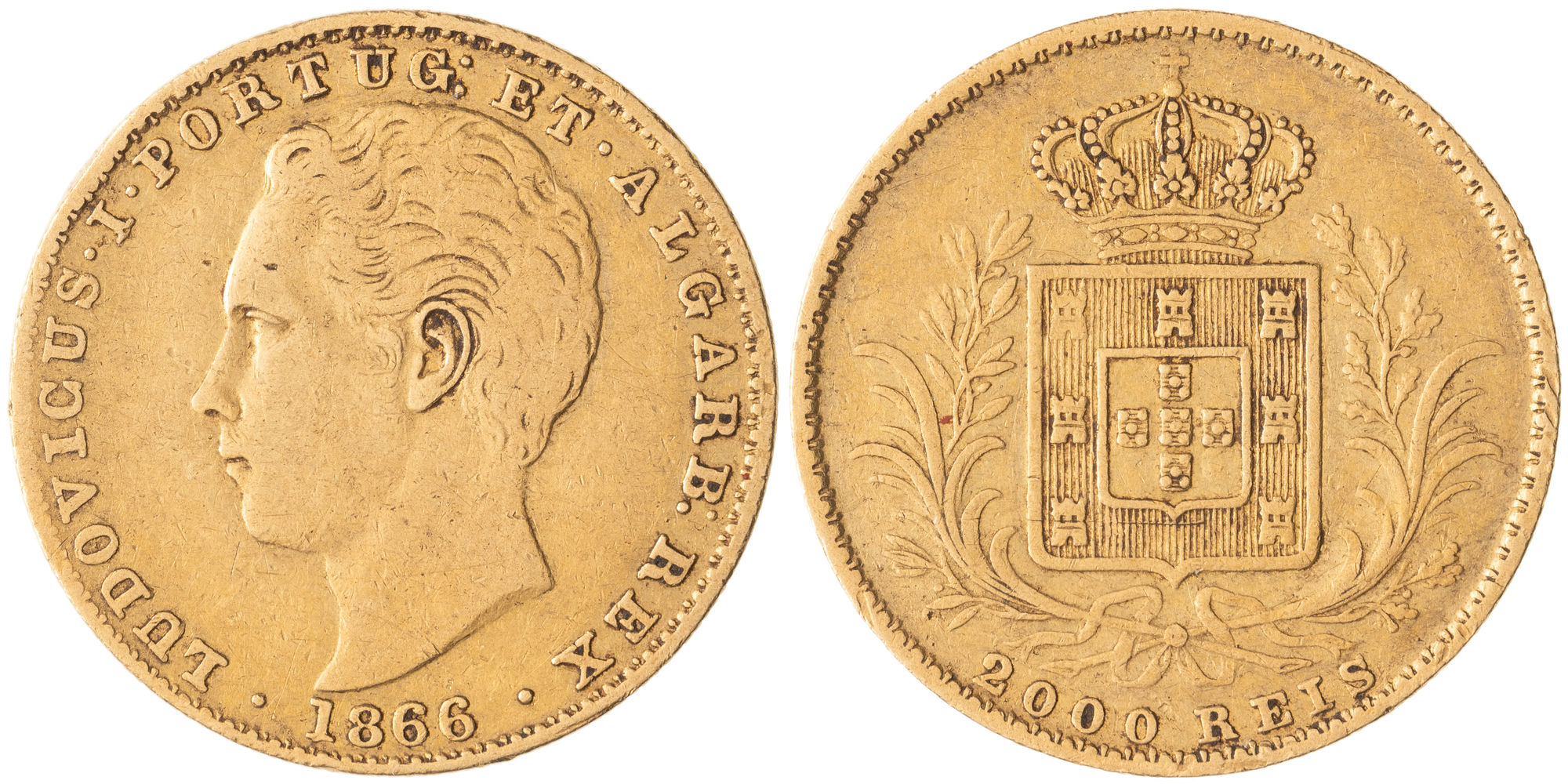 Portugal, Luis I, Two Thousand Reis, 1866, Fine