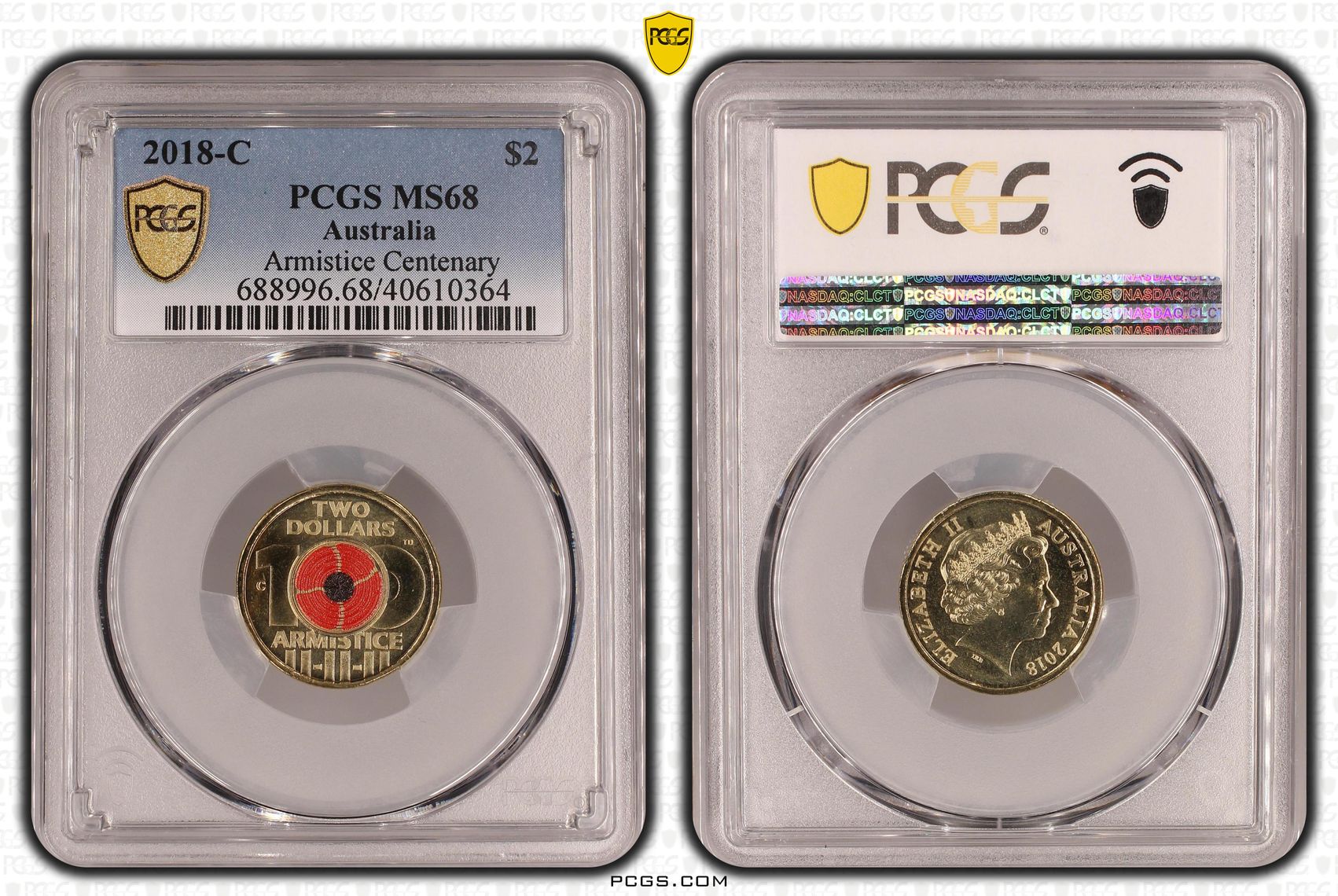 Armistice Centenary Colorized, Two Dollar, 2018-C, PCGS MS68