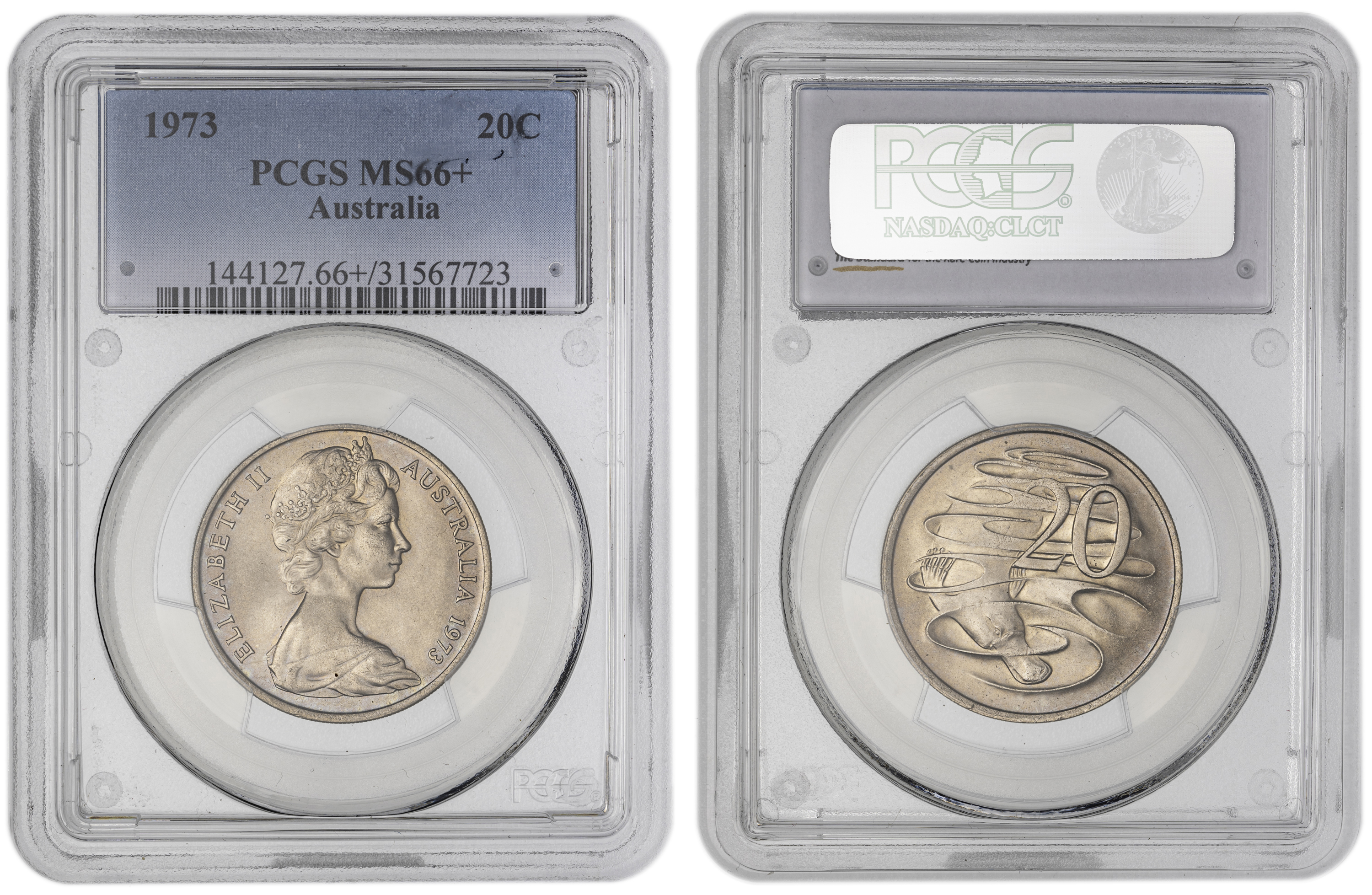 , Twenty Cent, 1973, PCGS MS66+