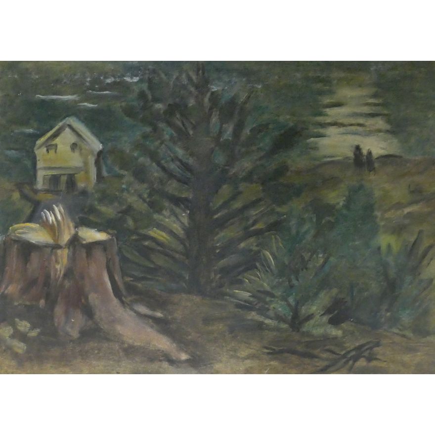 Albert Runquist ''Stump House'' (Landscape) Oil