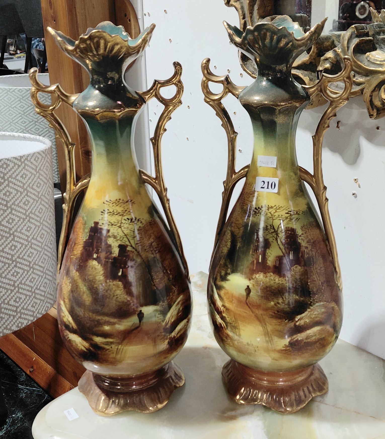 210 · PAIR OF MANTLE VASES