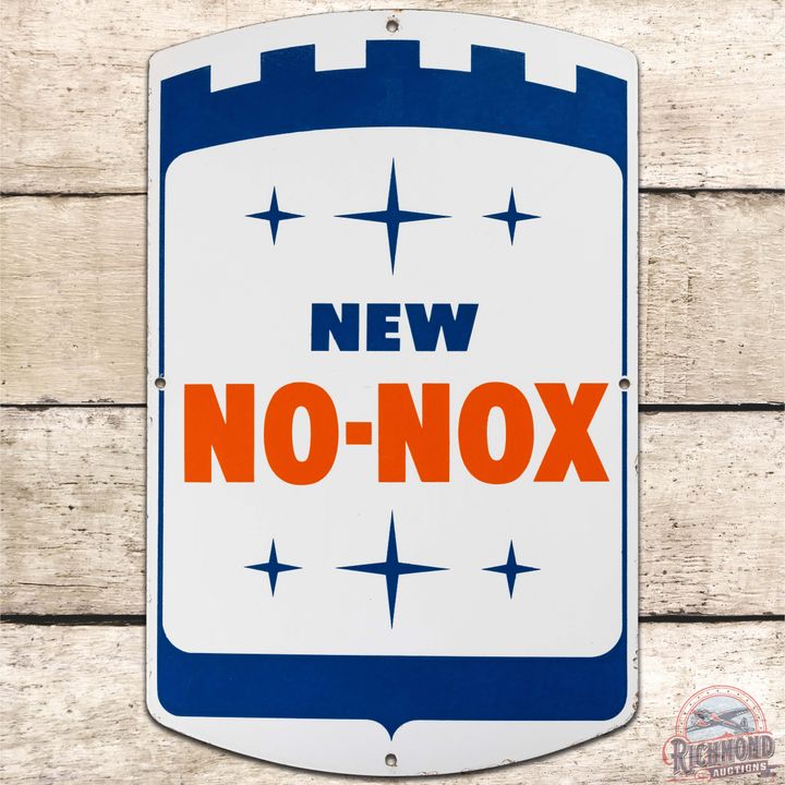 Gulf New No-Nox SS Porcelain Gas Pump Plate Sign