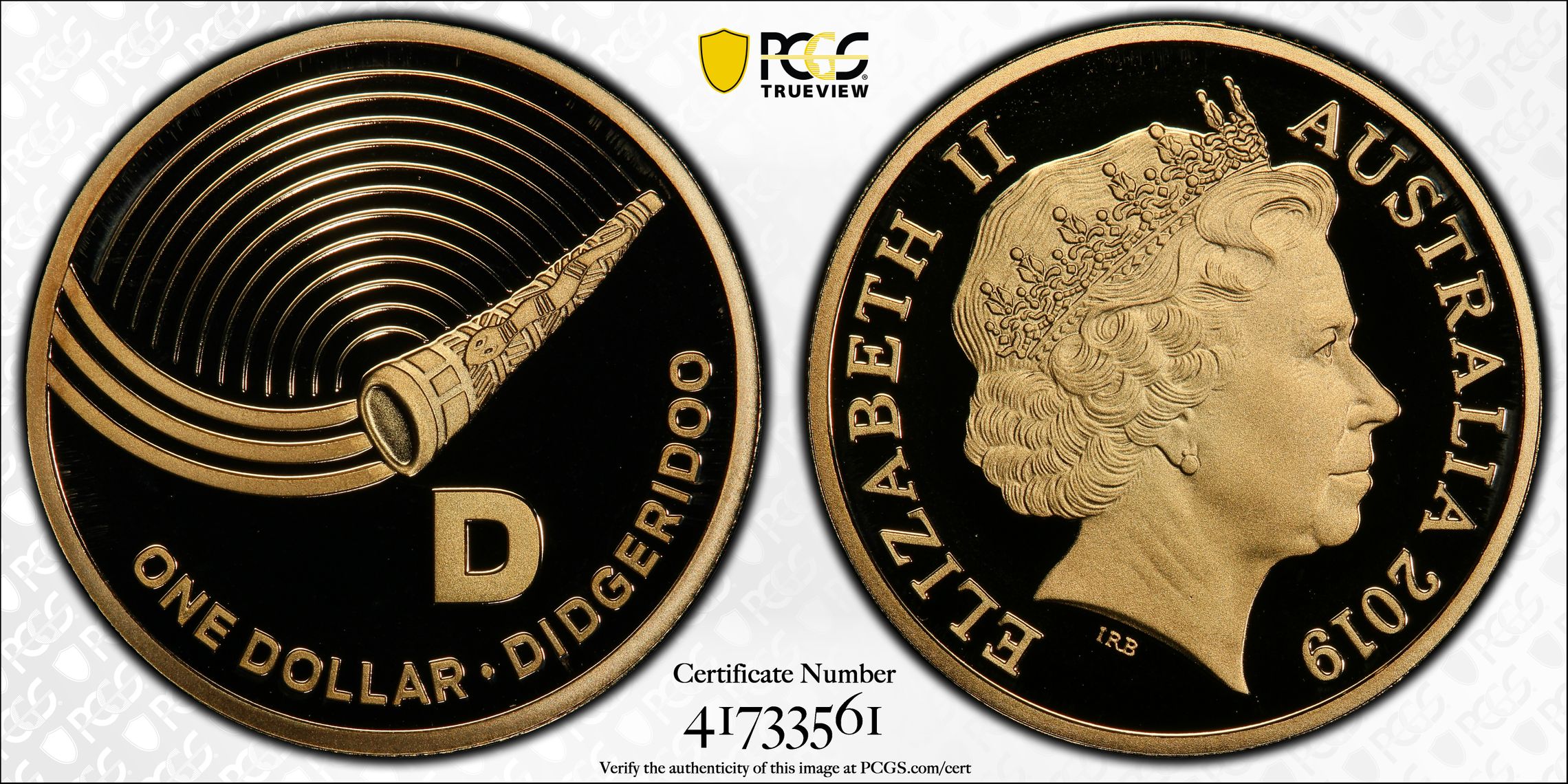 D- Didgeridoo Great Aussie Coin Hunt, POP 7/0, One Dollar, 2019, PCGS PR70DCAM