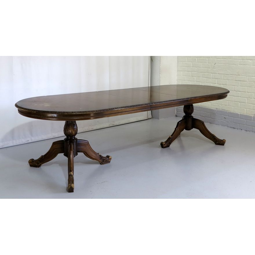 TWIN PEDESTAL EXTENSION DINING TABLE