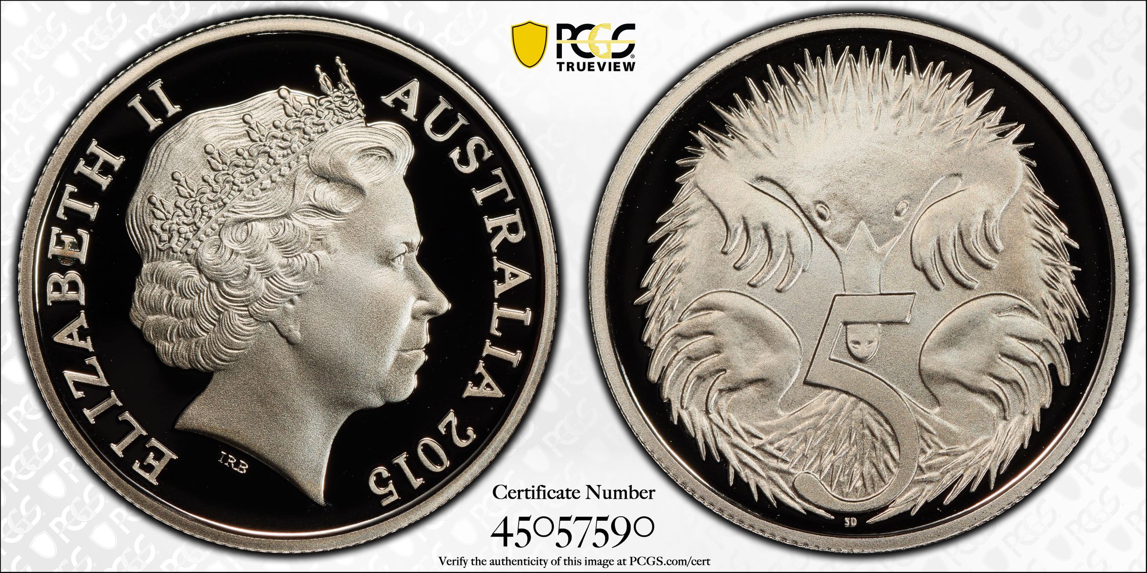 2015 Australia Five Cent, 5c PCGS - PR70DCAM POP 84/0 -590