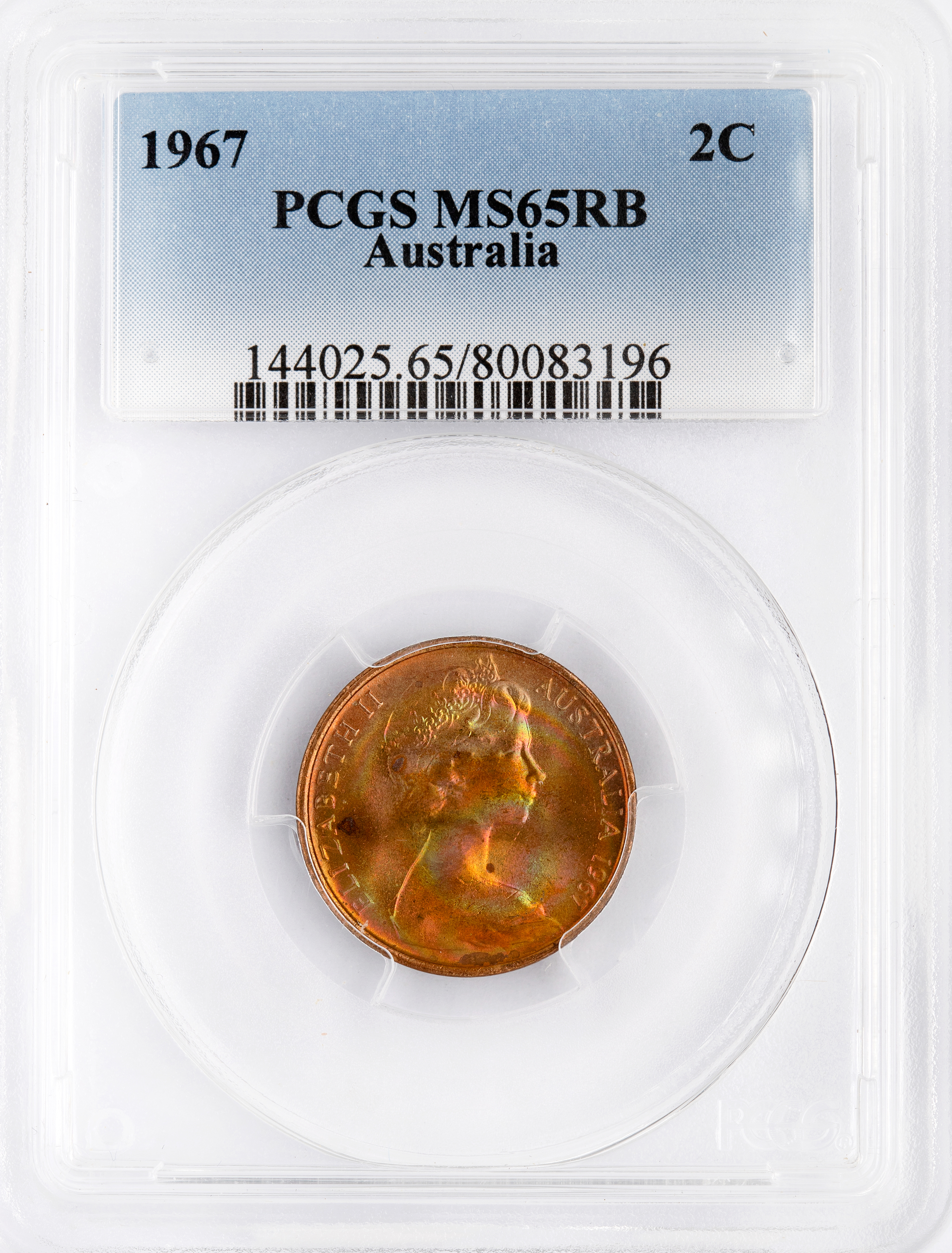 Two Cent, 1967, PCGS MS65RB