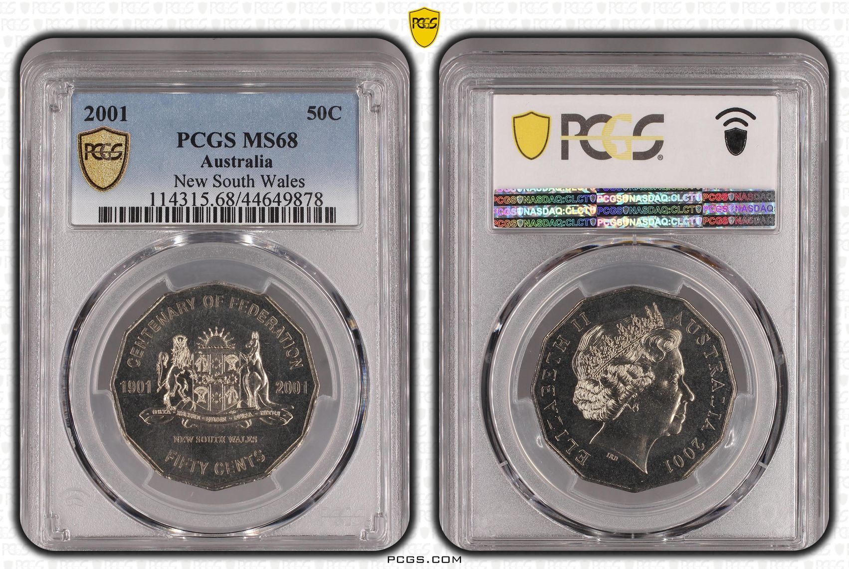 83 · 2001 Australia Fifty Cent, 50c New South Wales PCGS - MS68 POP 7/0 -878