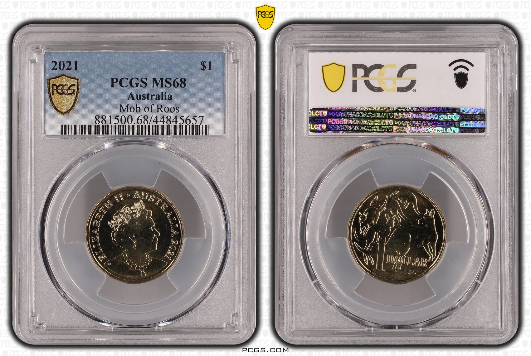 2021 Australia One Dollar, $1 Mob of Roos PCGS - MS68 -657