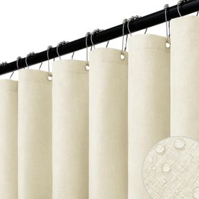 72"W X 72"L (PACK OF 1) EASY-GOING LINEN LOOK SHOWER CURTAIN WITH MAGNETS, HEAVY DUTY HOTEL QUALITY SHOWER CURTAINS FOR BATHROOM,