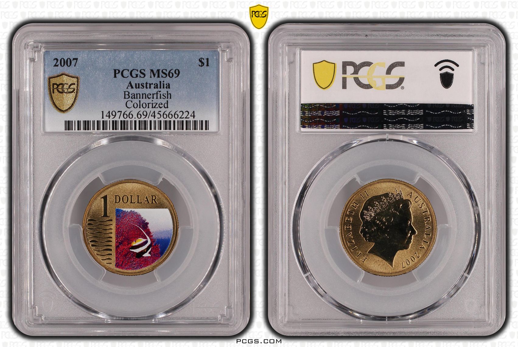 2007 Australia One Dollar, $1 Bannerfish PCGS - MS69 POP 7/0 -224