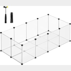 SONGMICS PET PLAYPEN WITH FLOOR, SMALL ANIMAL PEN, PET FENCE INDOOR, 56.3 X 28.7 X 18.1 INCHES, WHITE ULPC02W