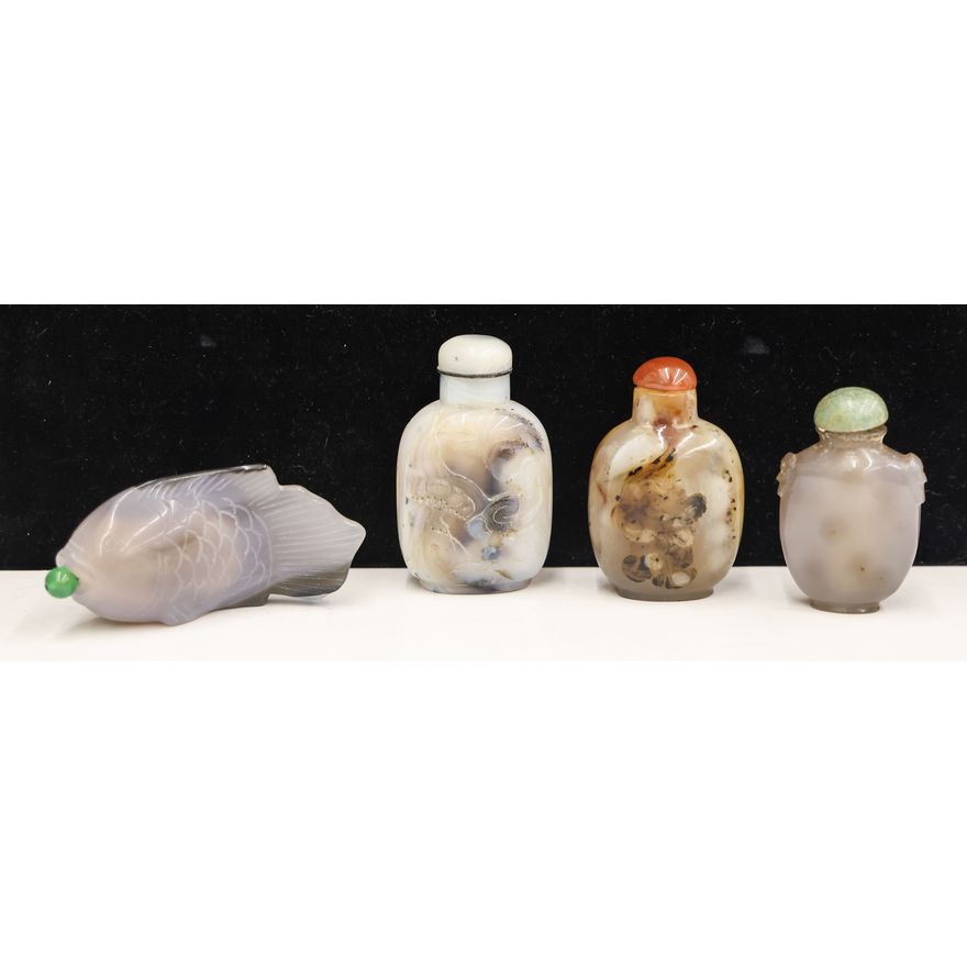 4pc Chinese Agate Snuff Bottles
