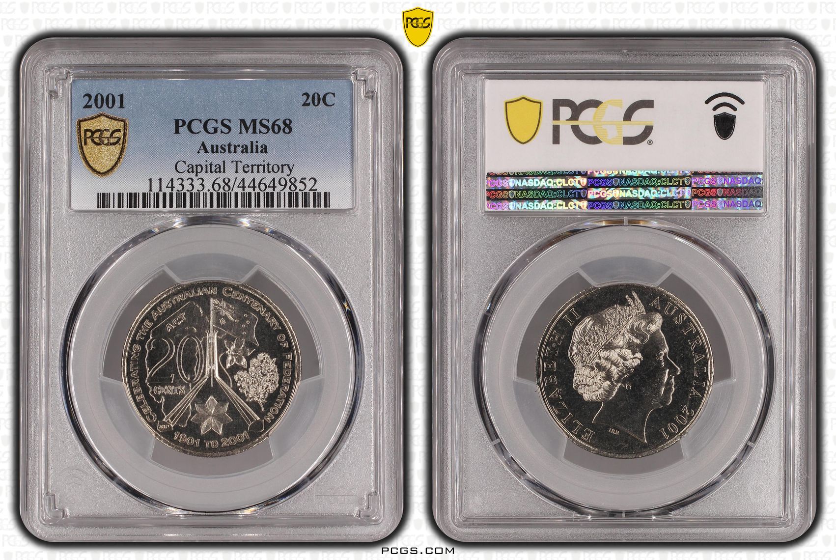 36 · 2001 Australia Twenty Cent, 20c Capital Territory PCGS - MS68 POP 9/0 -852