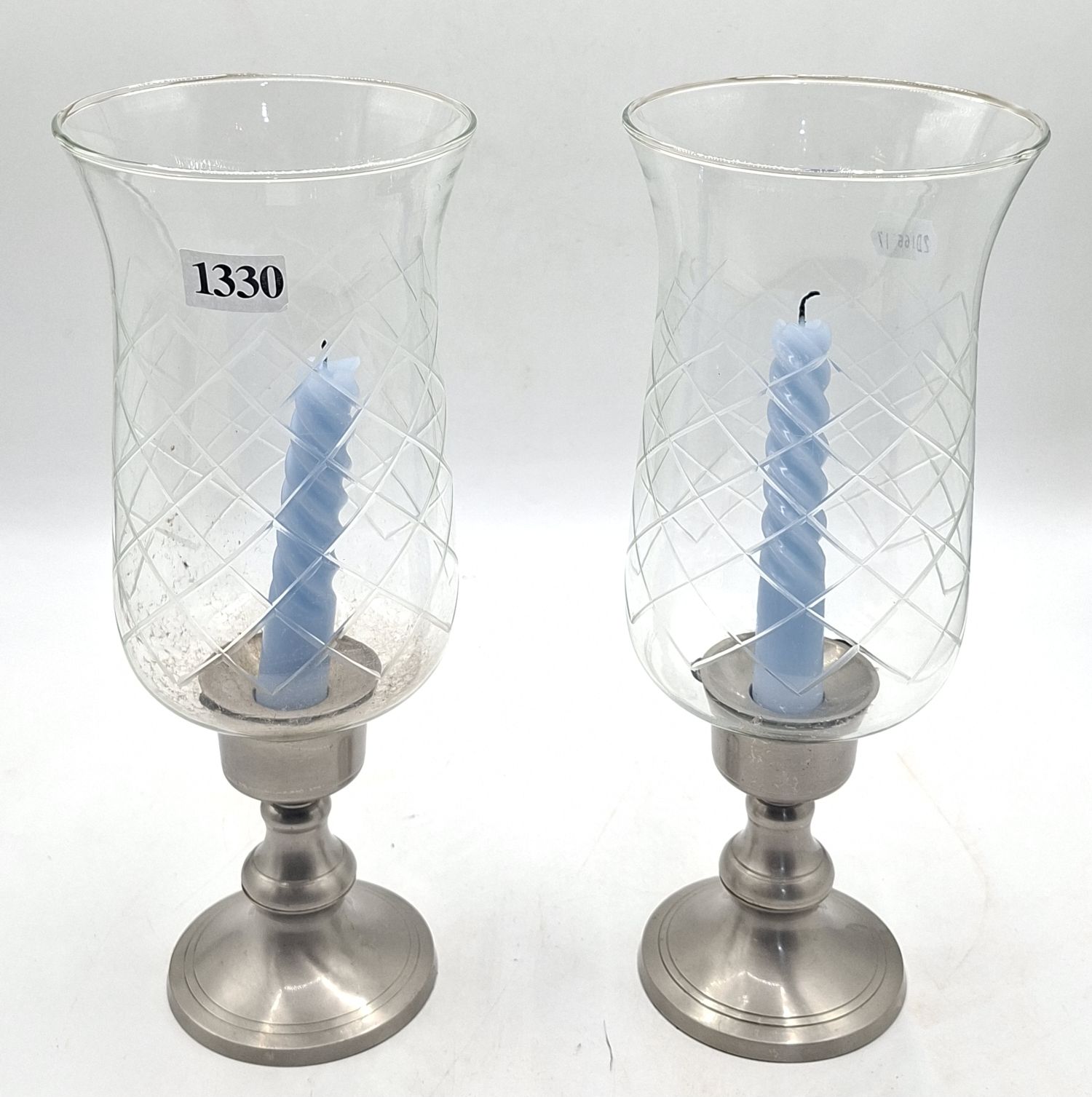 Pair Of Crystal And Metal Storm Lights