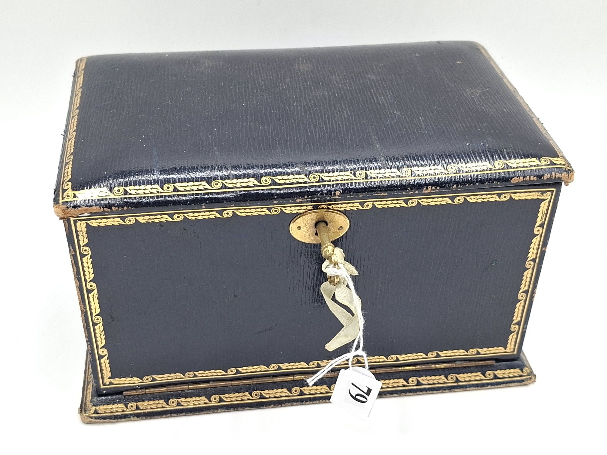79 · ANTIQUE LEATHER JEWELLERY BOX