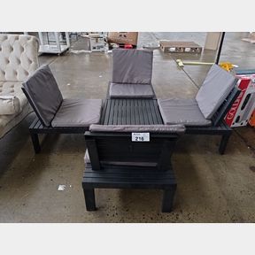 5 PIECE PATIO LOUNGE SET WITH CUSHIONS - BLACK/GREY