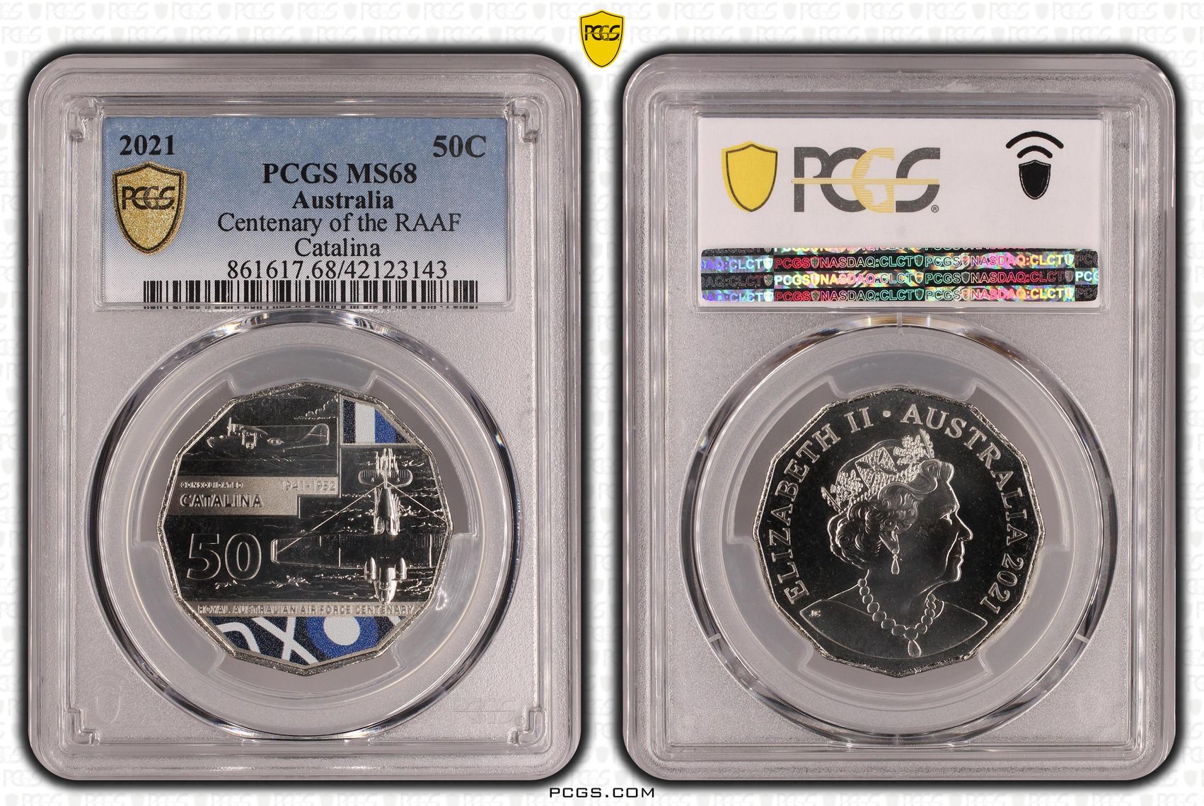 395 · Centenary of the RAAF Catalina, Fifty Cent, 2021, PCGS MS68