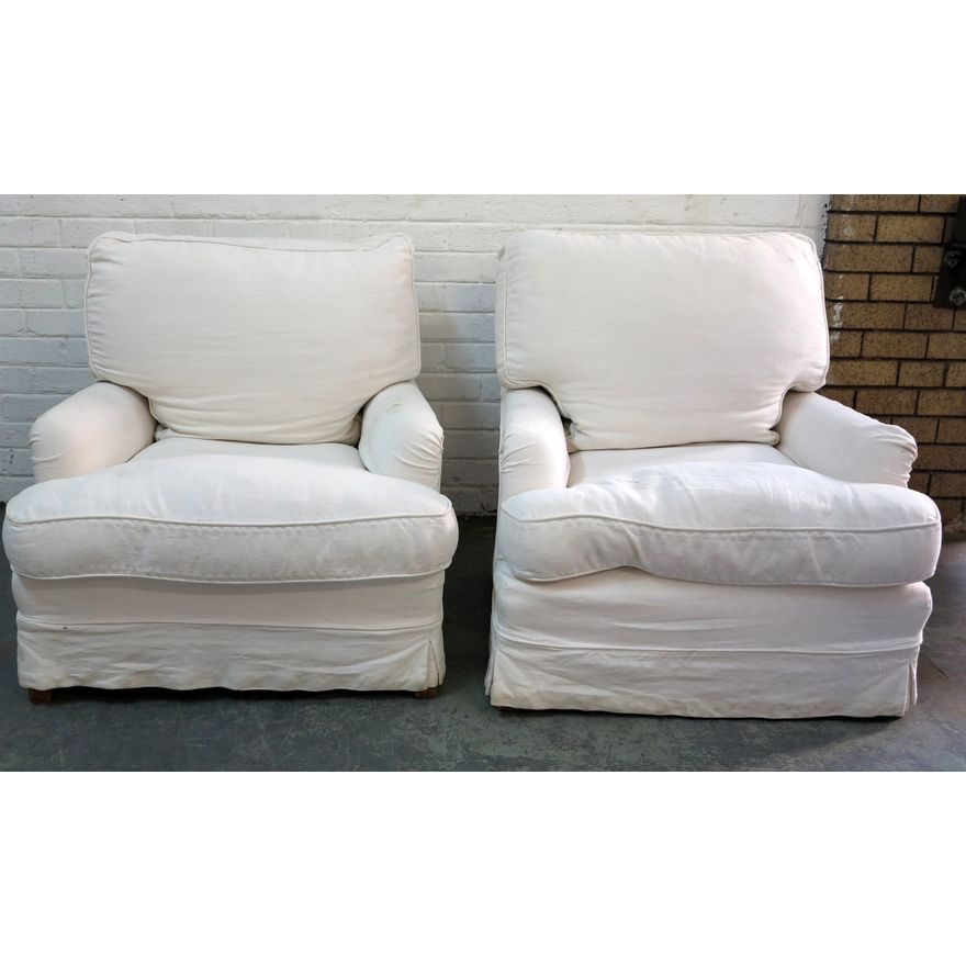 PAIR OF UPHOLSTERED ARMCHAIRS,