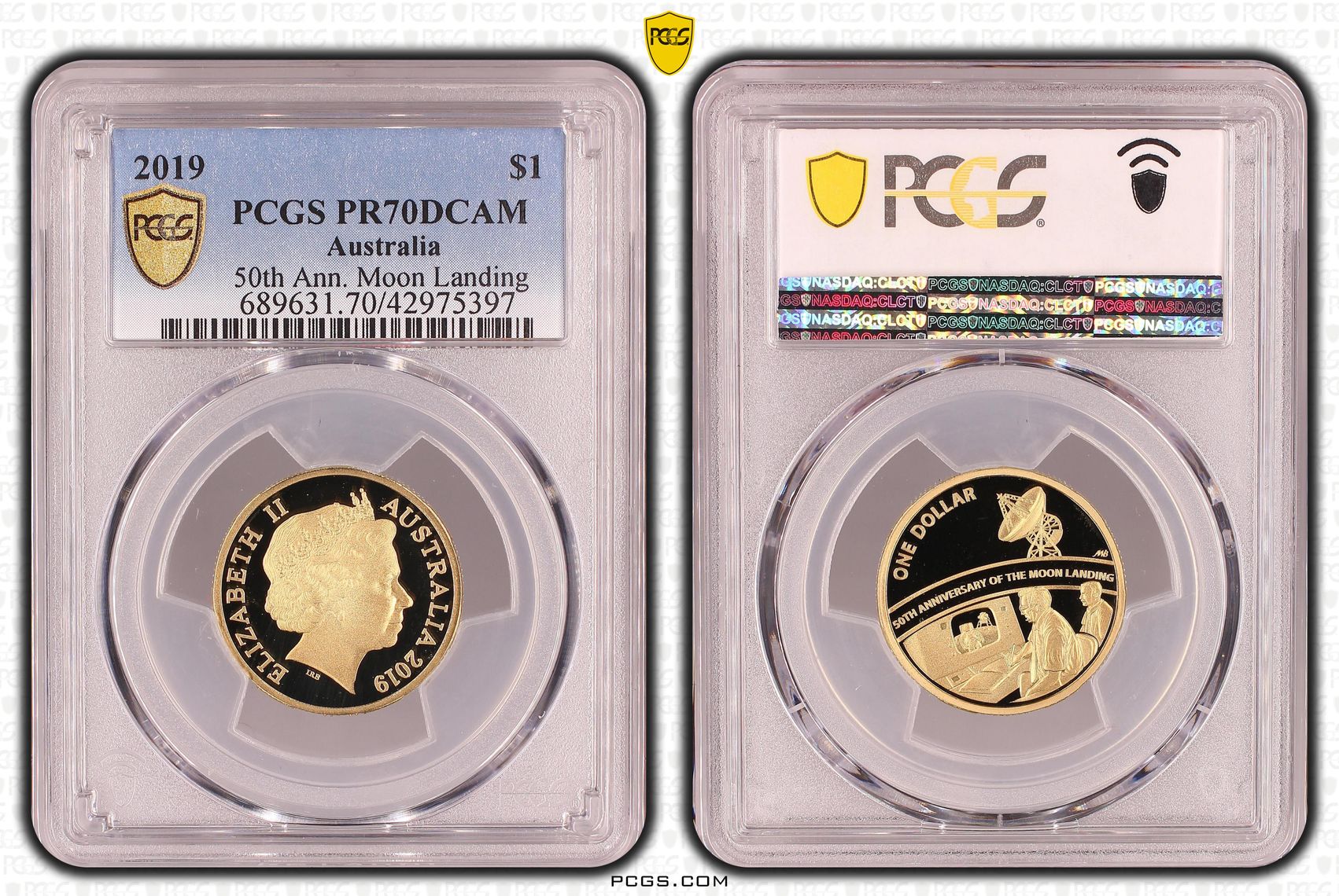 Elizabeth II, 50th Anniversary Moon Landing, One Dollar, PR70DCAM , 2019 PCGS POP - 23/0