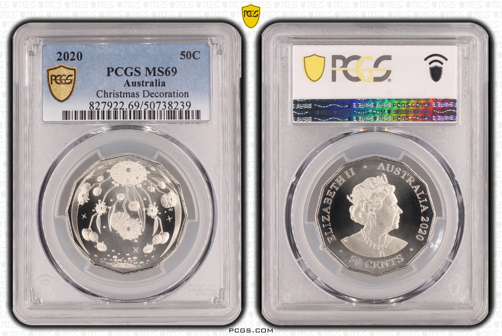 Christmas Decoration, Fifty Cent, 2020, PCGS MS69