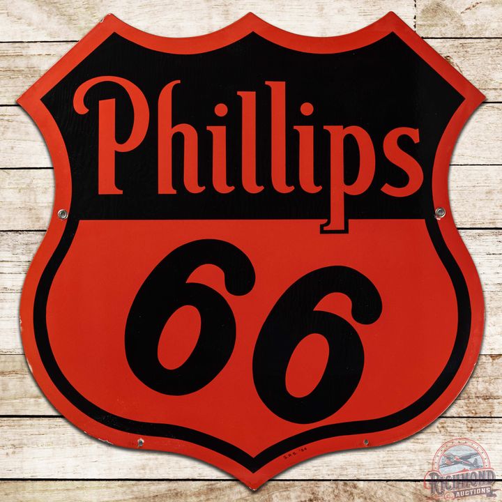 1954 Phillips 66 Die Cut DS Porcelain Sign