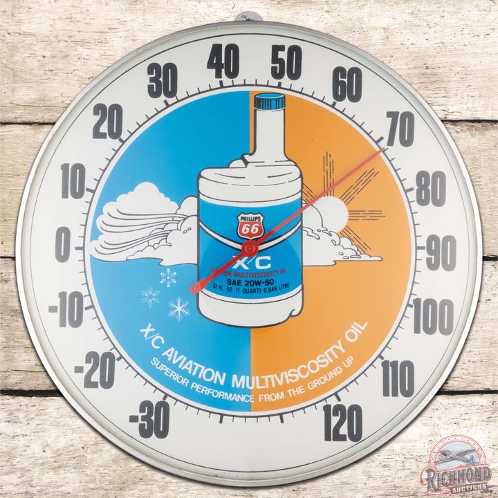 Phillips 66 XC Aviation Motor Oil 12" Advertising Thermometer Sign