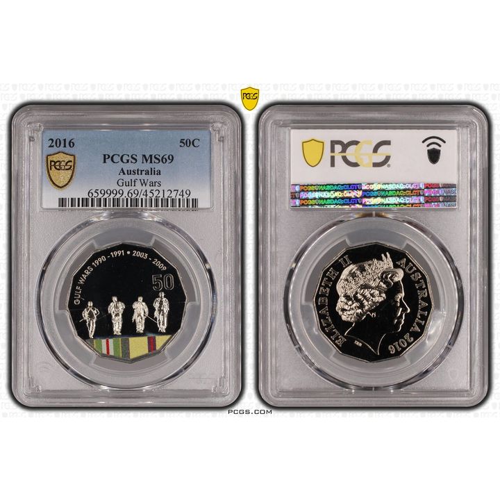 2016 Australia Fifty Cent, 50c Gulf Wars PCGS - MS69 POP 5/0 -749