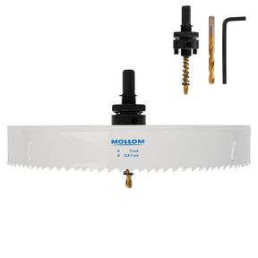 MOLLOM (228.5MM | 9") HSS M42 WITH 8% COBALT BI-METAL HOLE SAW WITH 2 PILOT DRILL BITS & ARBOR SMOOTH CUTTING FOR PVC,DRYWALL,WOOD