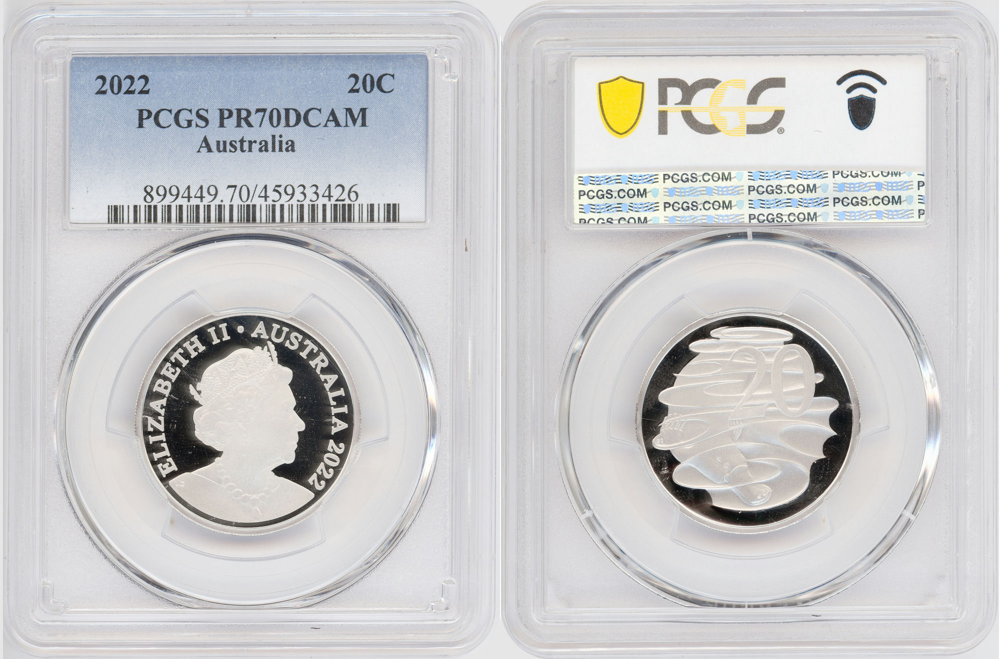 Twenty Cent, 2022, PCGS PR70DCAM