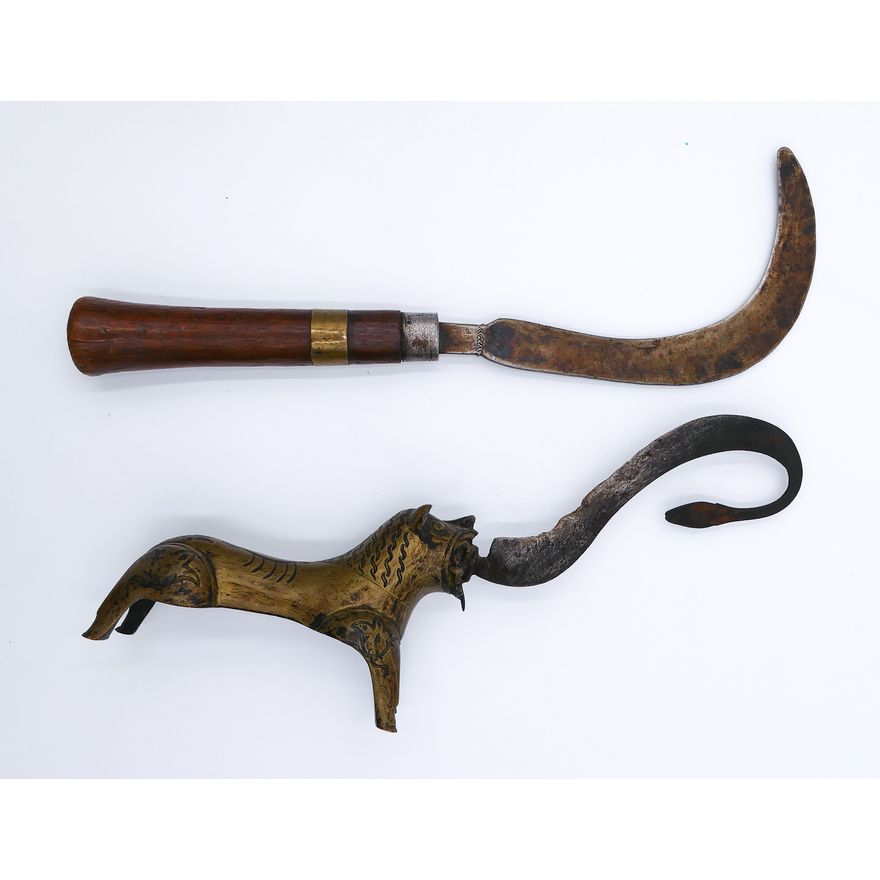 2pc Old Nepalese Curved Blade Knives 11'' and 13''