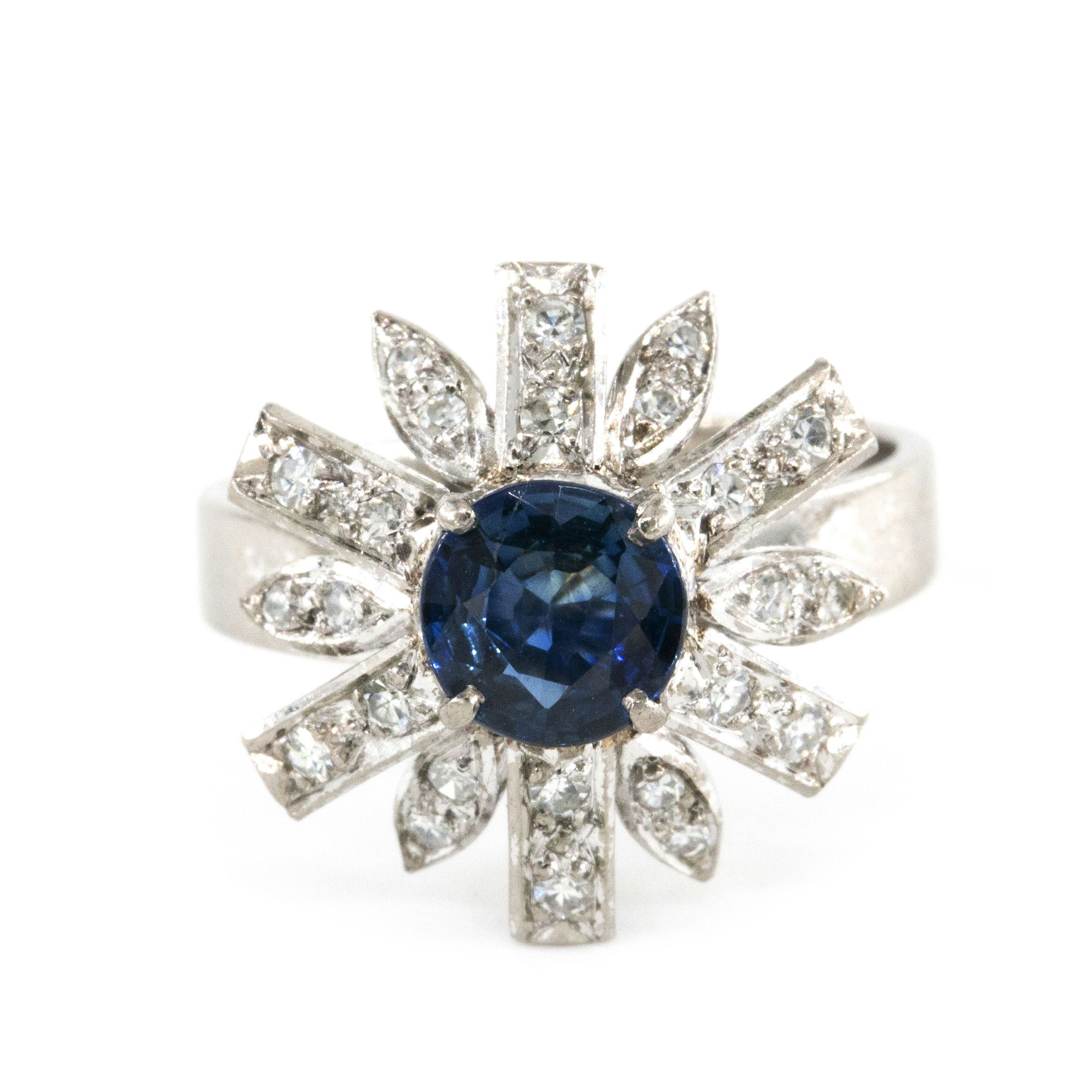 Diamond & Sapphire Spray Ring,