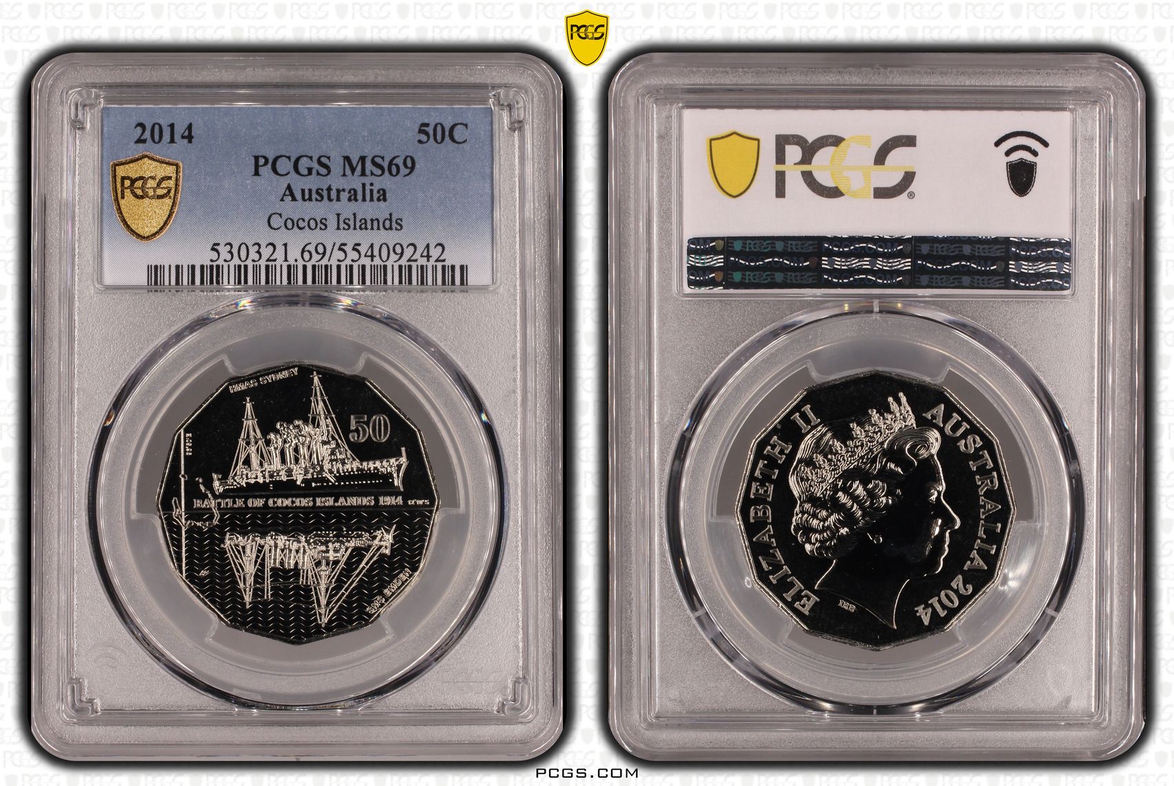 Cocos Islands, Fifty Cent, 2014, PCGS MS69