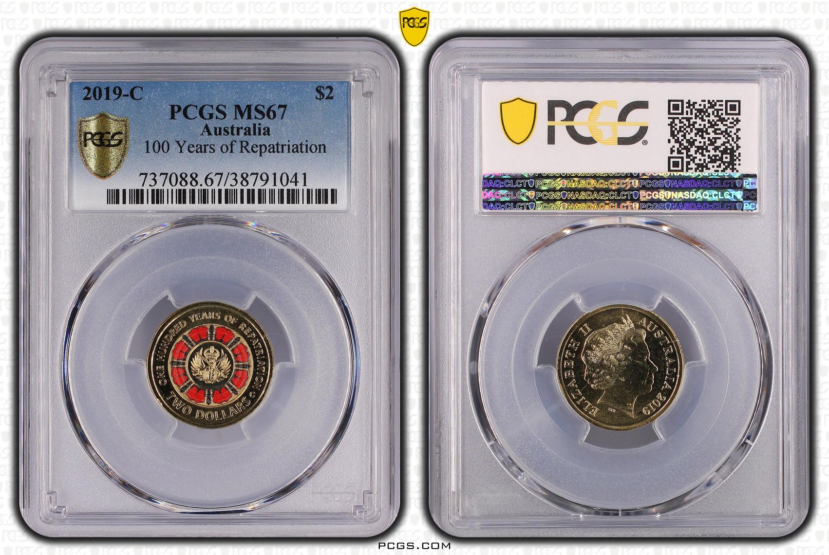 2019-C Australia Two Dollar, $2 100 Years of Repatriation PCGS - MS67 -041