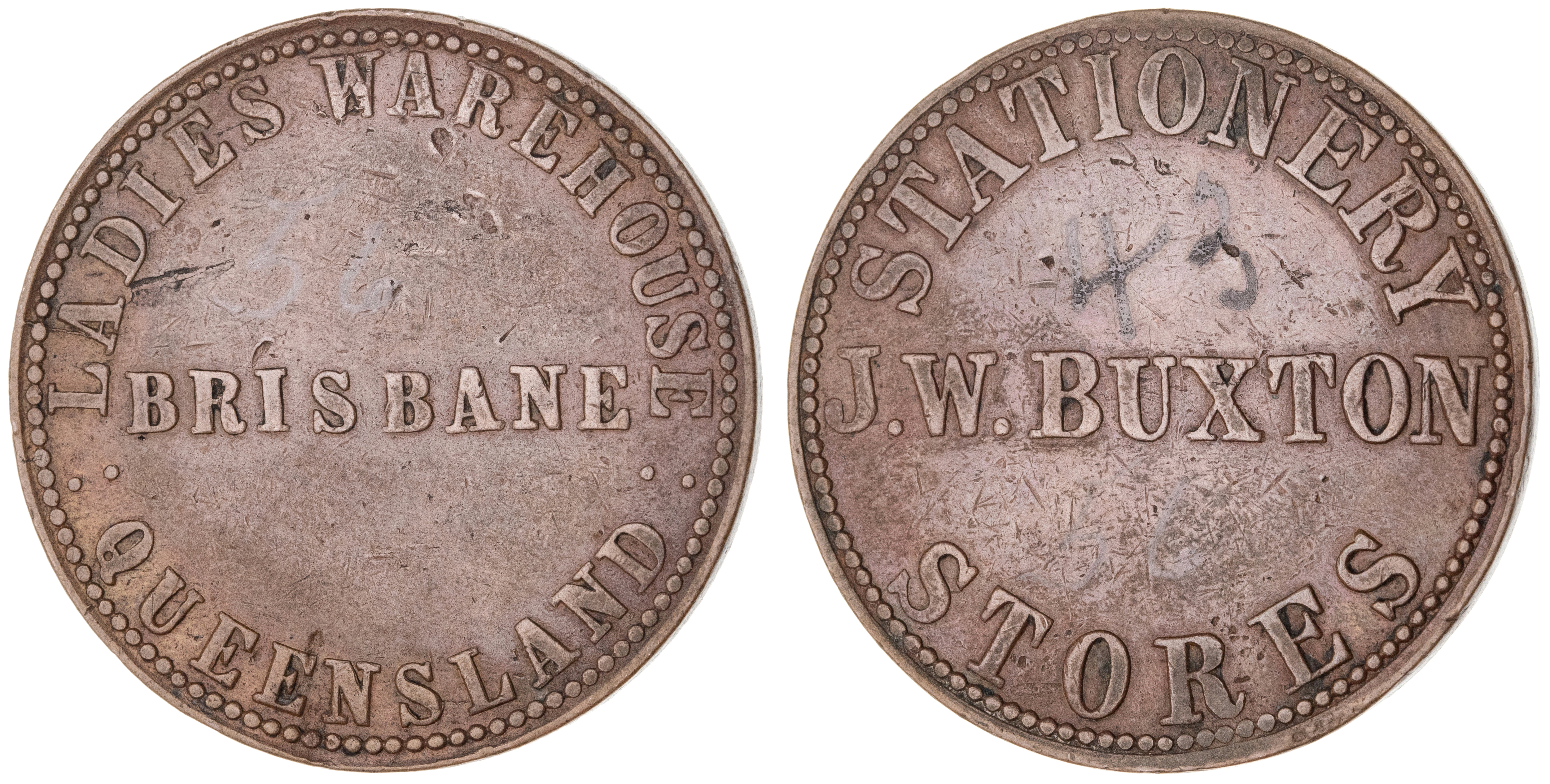 Brisbane, Queensland, J. W. Buxton, Penny, ND, VF