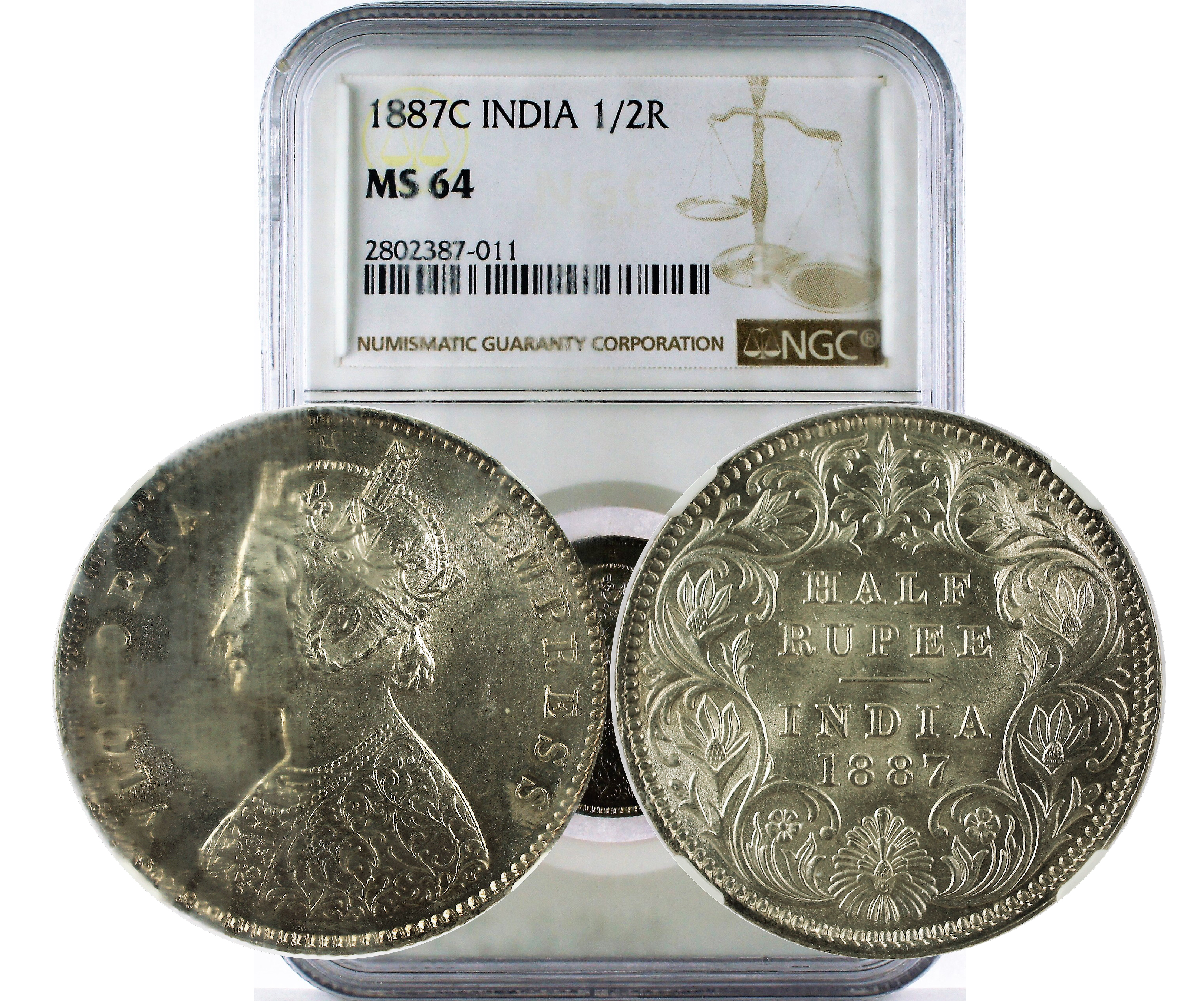 1887C INDIA 1/2R MS 64