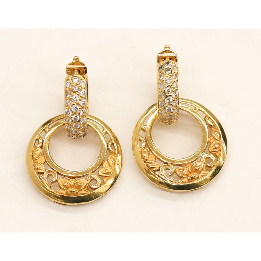 Pair Carrera y Carrera 18k Diamond Hoop Earrings