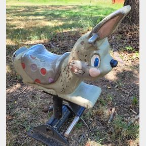 Vintage cast aluminum spring Rabbit ride on toy