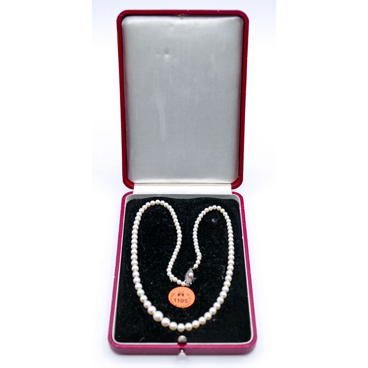 Vintage Japanese 3-7mm Pearl Necklace in Box 18''