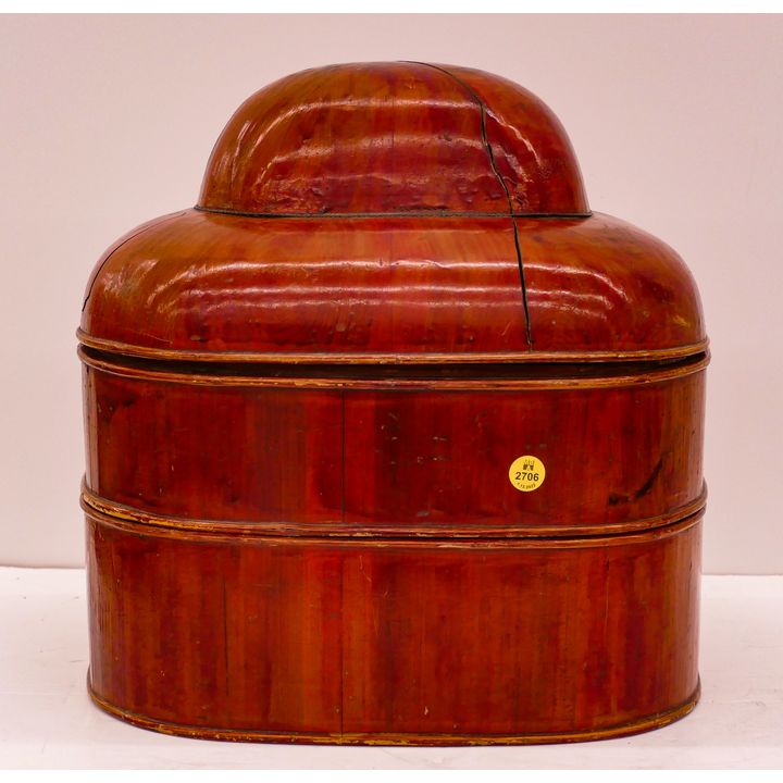 Antique Chinese Lacquered Stacking Hat Box- 14x13''